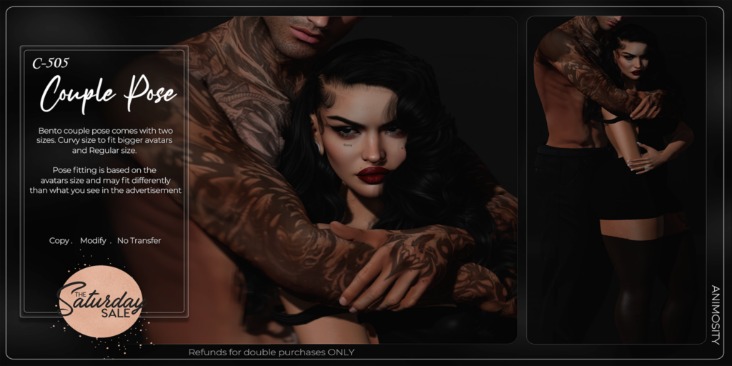 C-505 Couples Pose	&lt;a href=&quot;http://maps.secondlife.com/secondlife/Cravone/198/133/30&quot;&gt;Teleport&lt;/a&gt;