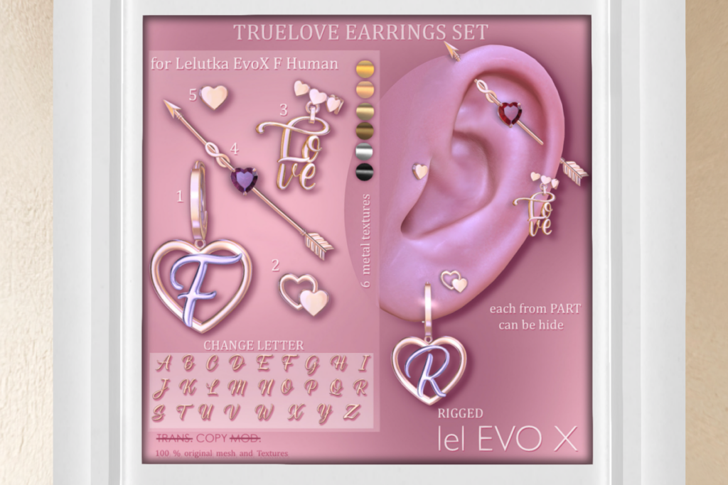 Truelove Earrings Set - EvoX F Ears, L$275