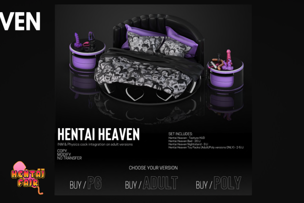 Hentai Heaven, L$1499 PG/L$2999 Adult/L$3499 Poly