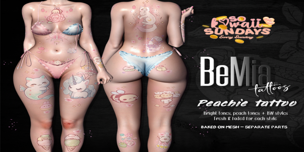 Peachie Tattoo - BOM	&lt;a href=&quot;http://maps.secondlife.com/secondlife/Rosehaven/218/121/2501&quot;&gt;Teleport&lt;/a&gt;