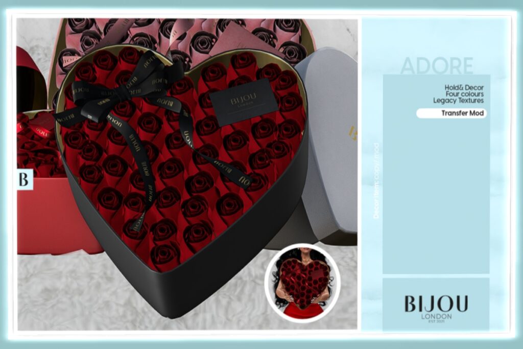 Adore Heart Rose Box, L$150-L$250 each