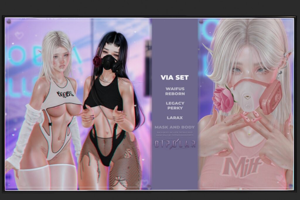 Via Body Set &amp; Mask - Legacy/MaitreyaX/Reborn/+mods, L$245 each/L$399-L$1200 each FP