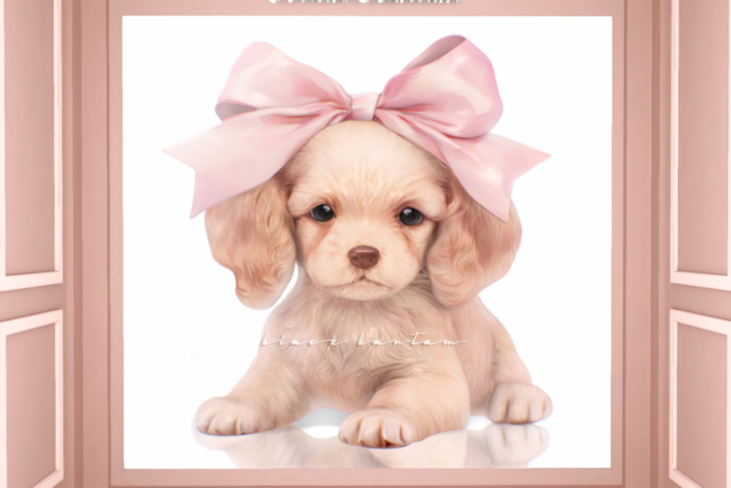 Blonde Bow Puppy Set, L$299