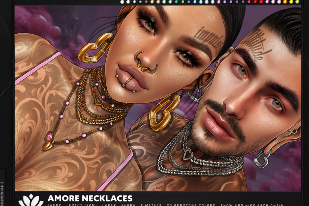 Amore Necklaces - Inithium/Legacy M+F/MaitreyaX/Reborn, L$225 each/L$815 each FP