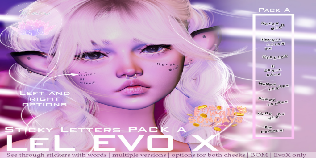 Sticky Letters Pack A Accessory - EvoX	&lt;a href=&quot;https://maps.secondlife.com/secondlife/Optimal/179/17/1601&quot;&gt;Teleport&lt;/a&gt;