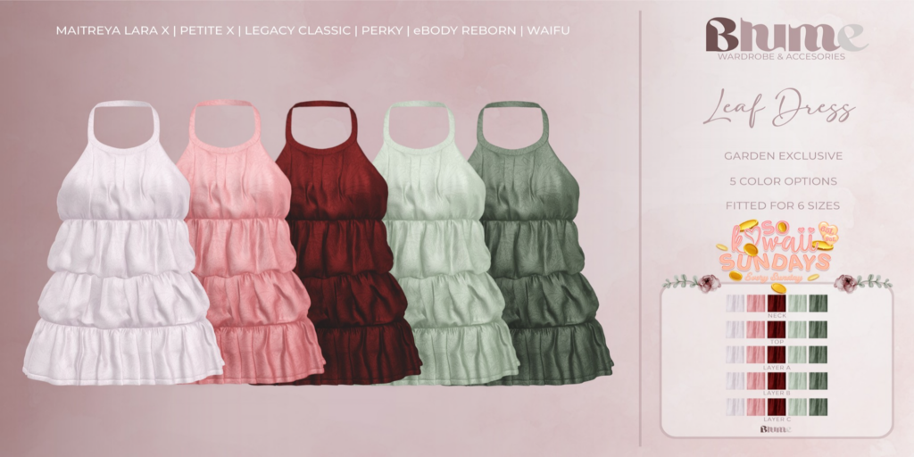 Leaf Dress - Legacy/MaitreyaX/Reborn/+mods	&lt;a href=&quot;http://maps.secondlife.com/secondlife/Bruschetta/149/46/1301&quot;&gt;Teleport&lt;/a&gt;