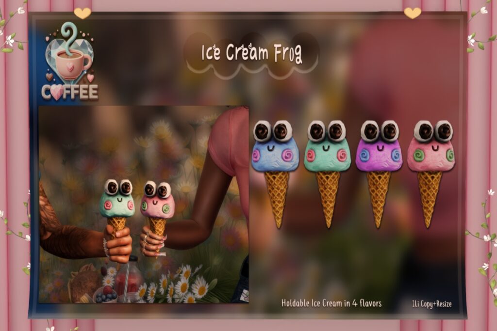 Ice Cream Frog Holdable, L$250 each/L$799 FP