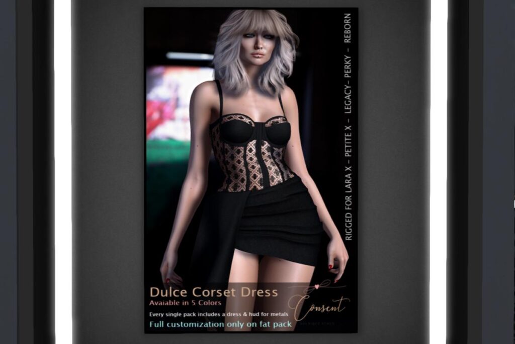 Dulce Corset Dress - Legacy/MaitreyaX/Reborn/+mods, L$249 each/L$899 FP