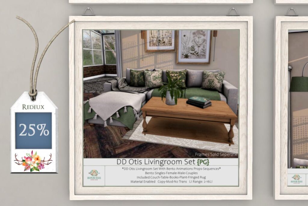 Otis Living Room Set, L$450 PG/L$525 Adult