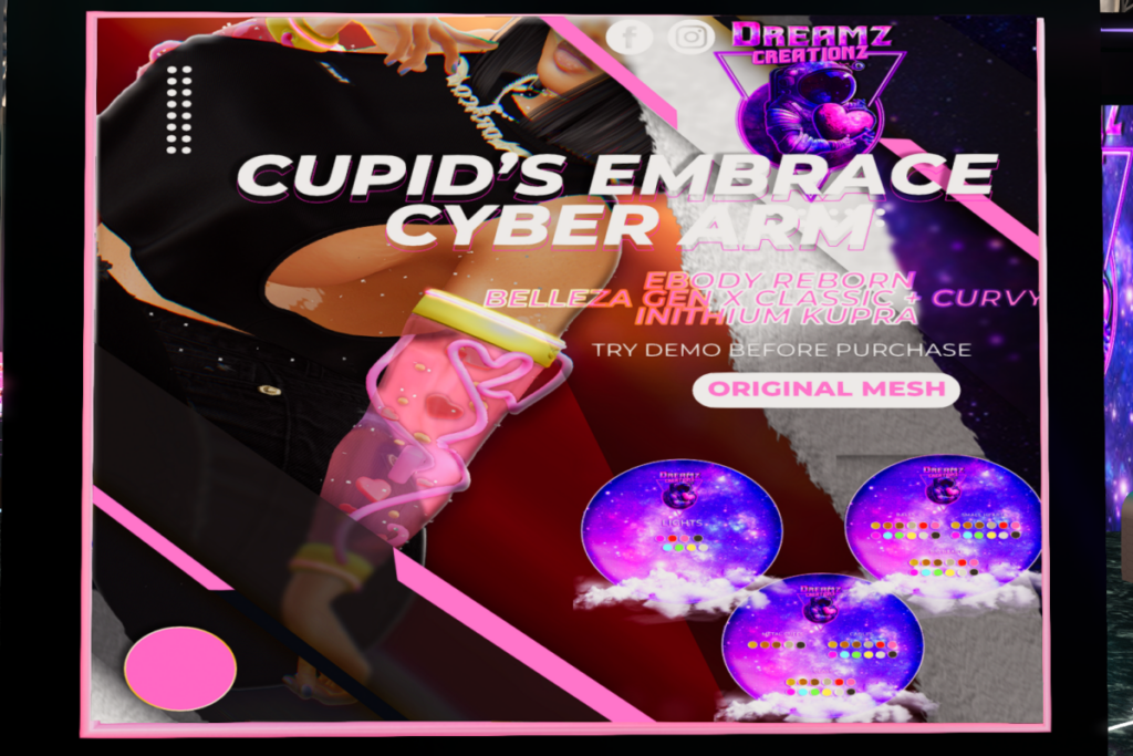 Cupid&#039;s Embrace Cyber Arm - GenX/Inithium/Reborn/+mods, L$250 each/L$1000 FP