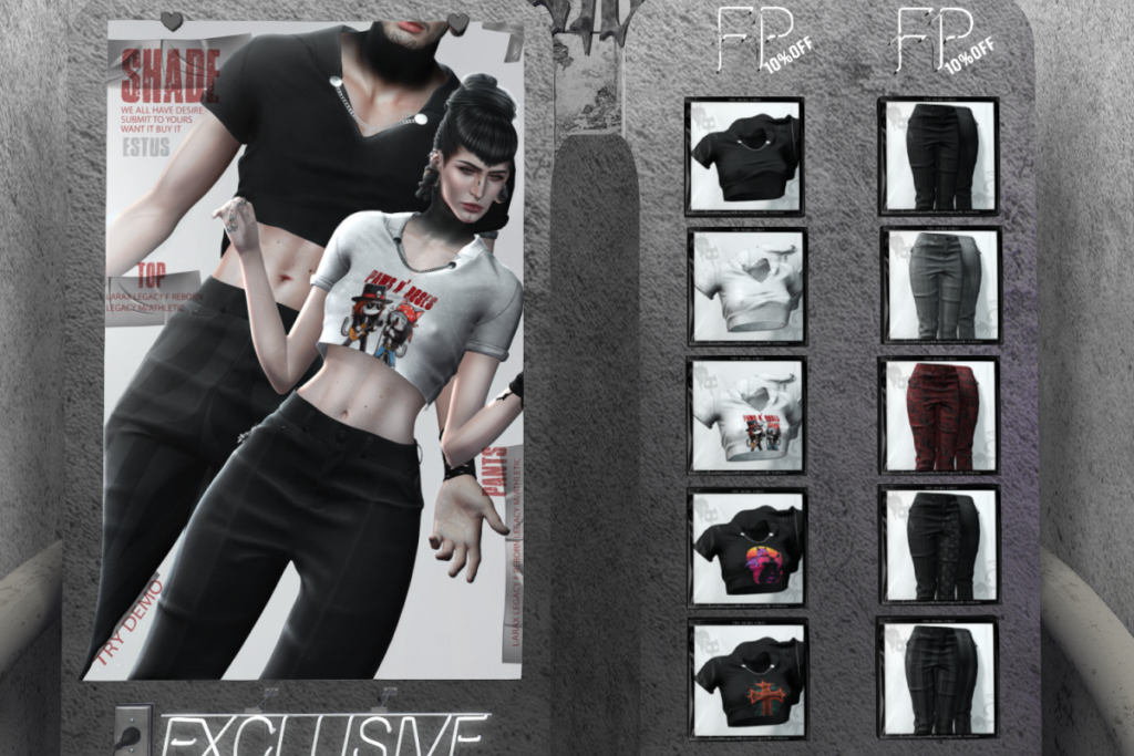 Shade Top and Pants - Legacy F+M/MaitreyaX/Reborn/+mods, L$249 each/L$666 each FP