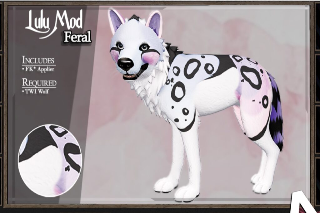 Lulu Feral Mod - TWI Wolf, L$399 each/L$1569 each FP/L$3169 MP