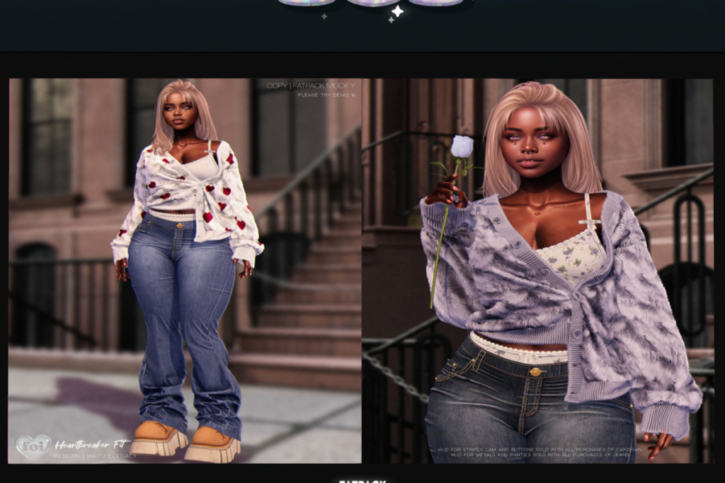 Heartbreaker Cardigan and Jeans - Legacy/Reborn/+mods, L$199 each/L$899-L$999 each FP