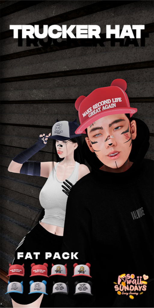 Trucker Hat	&lt;a href=&quot;https://maps.secondlife.com/secondlife/Fang/101/96/2751&quot;&gt;Teleport&lt;/a&gt;