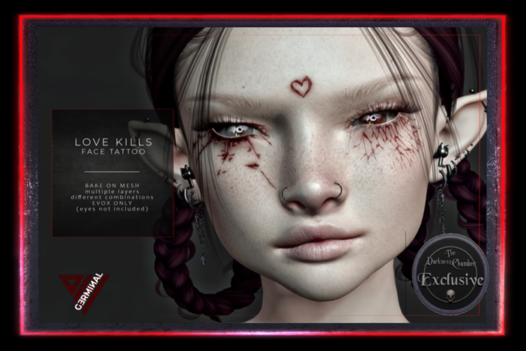 Love Kills Face Tattoo - EvoX, L$99