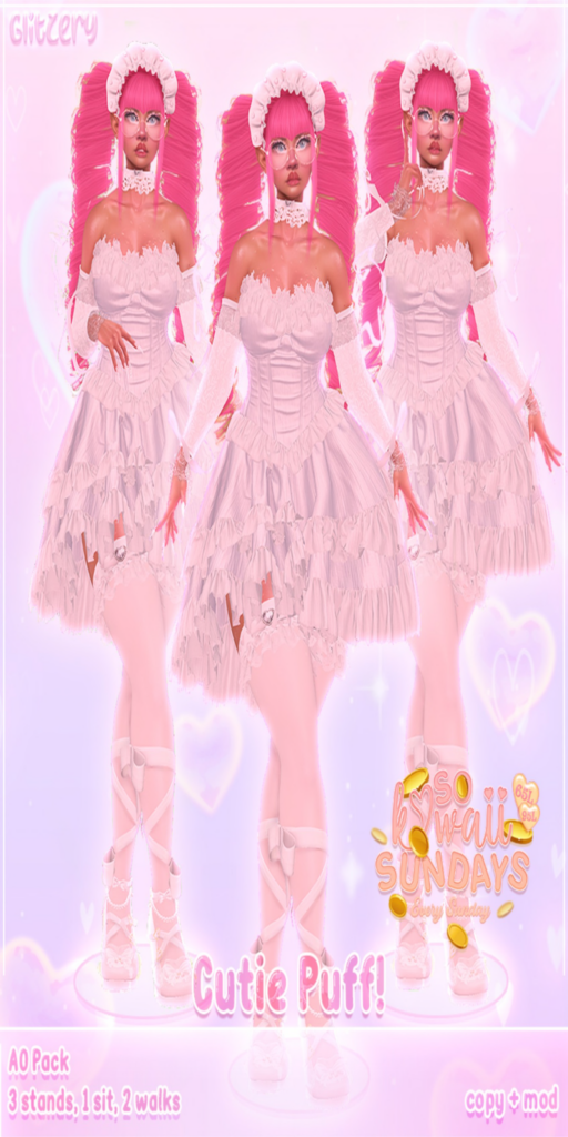 Cutie Puff AO	&lt;a href=&quot;http://maps.secondlife.com/secondlife/Emotion/159/242/331&quot;&gt;Teleport&lt;/a&gt;