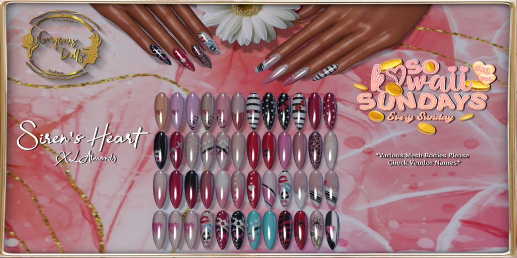 Siren&#039;s Heart Mesh Nails - no fits listed	&lt;a href=&quot;http://maps.secondlife.com/secondlife/Nori/218/167/2029&quot;&gt;Teleport&lt;/a&gt;