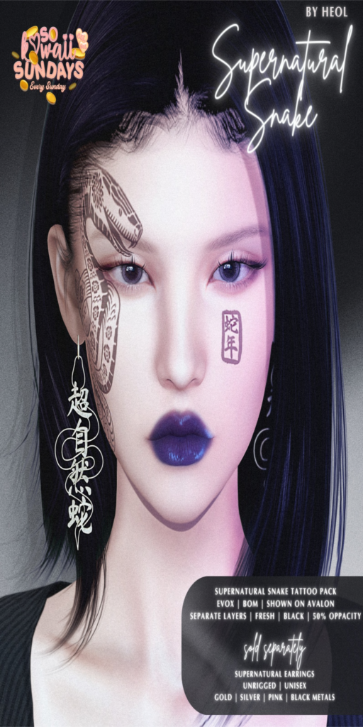 Supernatural Snake Face Tattoo - EvoX	&lt;a href=&quot;http://maps.secondlife.com/secondlife/Follys%20End/201/30/22&quot;&gt;Teleport&lt;/a&gt;