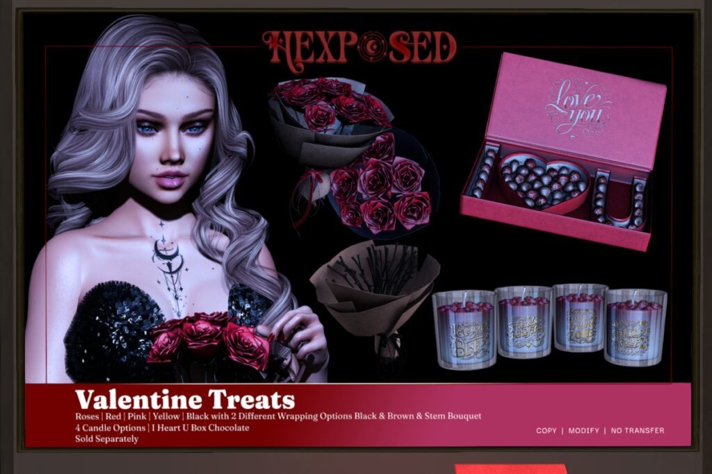 Valentine Treats Candle, Chocolate &amp; Roses, L$ 75 each/L$999 FP