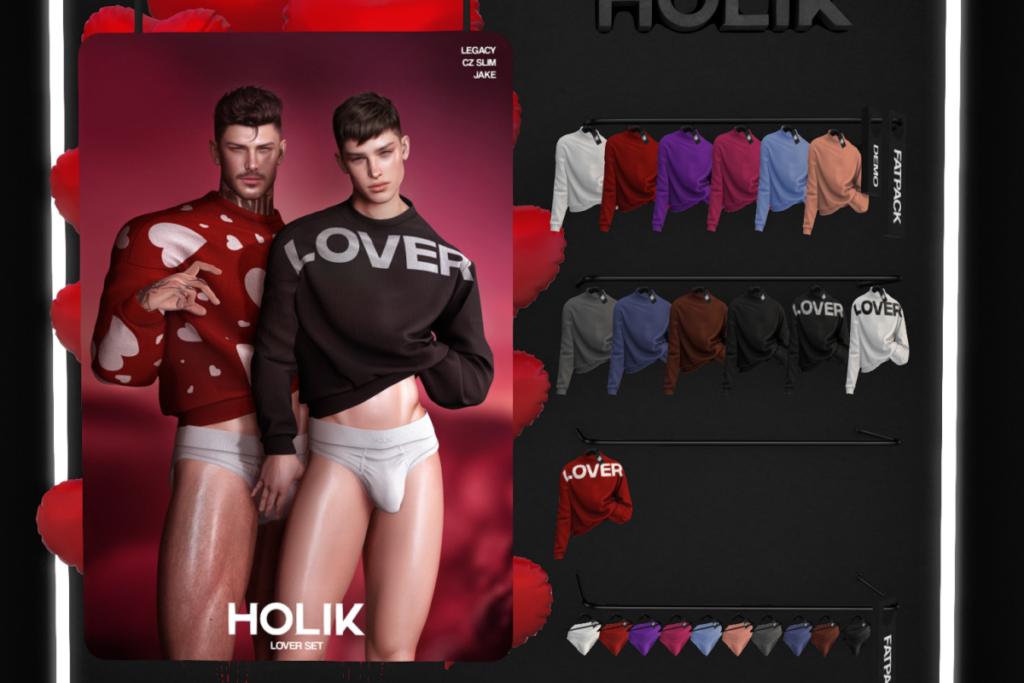 Lover Sweatshirt and Briefs - CZ Slim/Jake/Legacy, L$249 each/L$1347 each FP