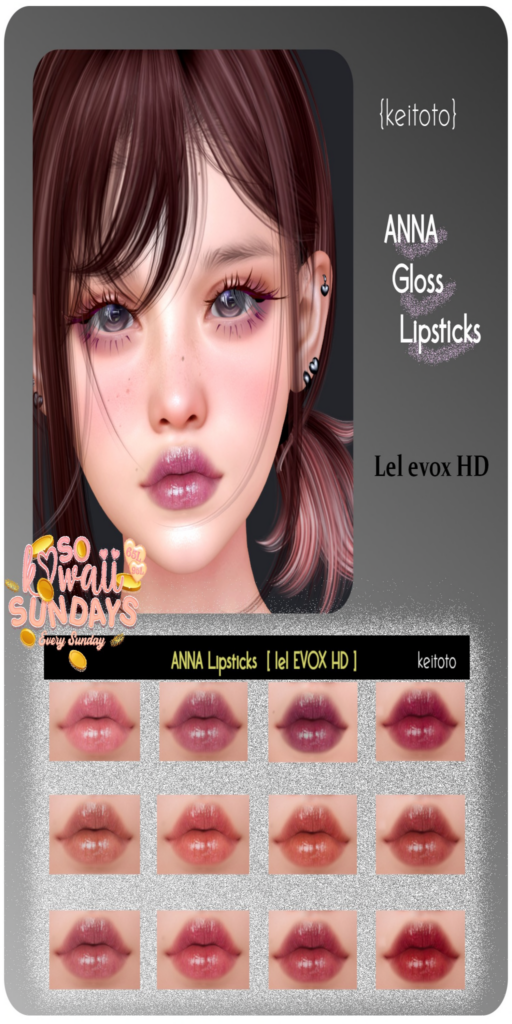 Anna Gloss Lipstick - EvoX	&lt;a href=&quot;http://maps.secondlife.com/secondlife/Putiki%20Fold/18/155/1551&quot;&gt;Teleport&lt;/a&gt;