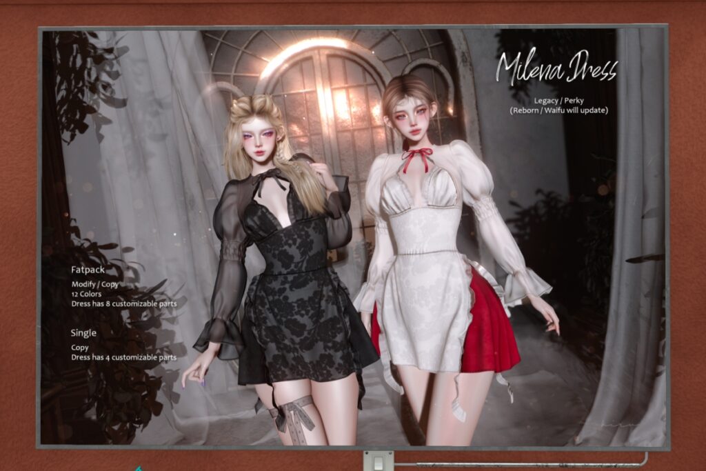 Milena Dress - Legacy/+mods, L$280 each/L$1250 FP