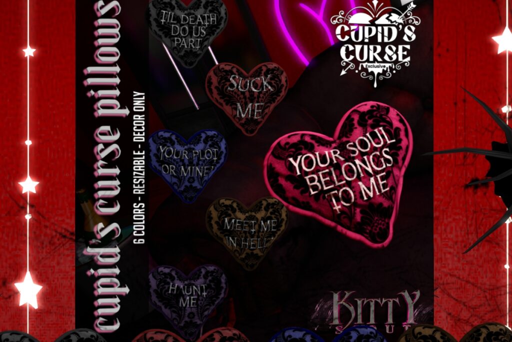 Cupid&#039;s Curse Pillows, L$99 each/L$399 FP