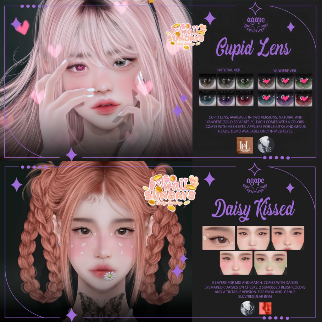 Cupid Lens Eyes - EvoX/Genus/Mesh | Daisy Kissed Cosmetics - BOM/EvoX/Genus	&lt;a href=&quot;https://maps.secondlife.com/secondlife/Dream%20Lake/140/116/25&quot;&gt;Teleport&lt;/a&gt;