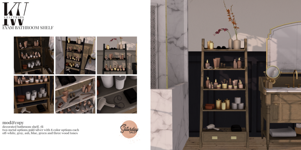 Eyam Bathroom Shelf	&lt;a href=&quot;http://maps.secondlife.com/secondlife/KraftWork/230/122/21&quot;&gt;Teleport&lt;/a&gt;