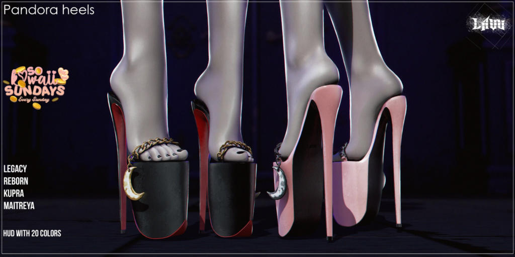 Pandora Heels - Inithium/Legacy/Maitreya/Reborn	&lt;a href=&quot;http://maps.secondlife.com/secondlife/Magic%20Sky/181/146/2022&quot;&gt;Teleport&lt;/a&gt;