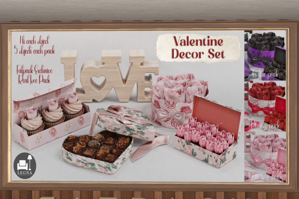 Valentine Decor Set, L$199 each/L$599 FP