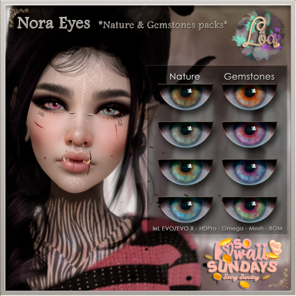 Nora Eyes - BOM/Catwa/EvoX/Mesh/Omega	&lt;a href=&quot;http://maps.secondlife.com/secondlife/xLUMINOUS%20HALLWAYx/98/204/21&quot;&gt;Teleport&lt;/a&gt;