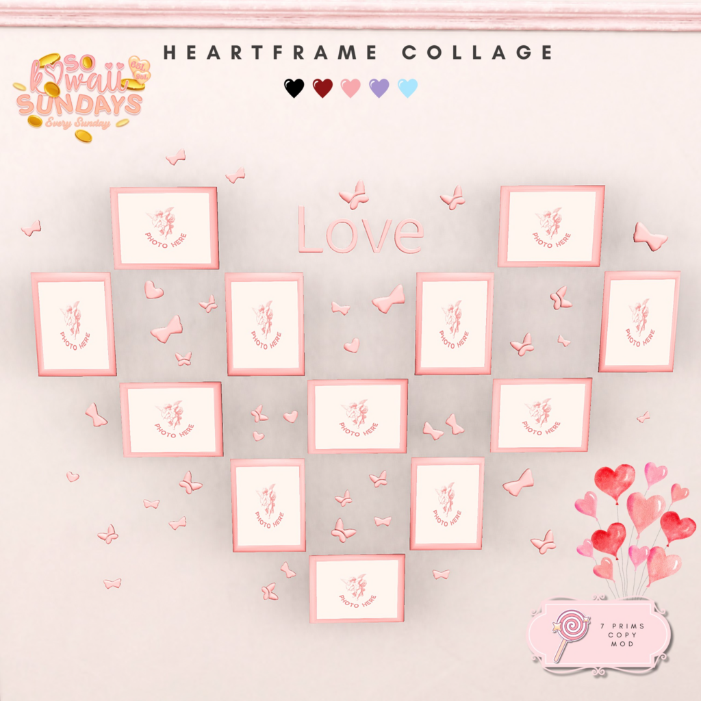 Heartframe Collage Decor	&lt;a href=&quot;http://maps.secondlife.com/secondlife/Lollipop%20Island/39/232/3200&quot;&gt;Teleport&lt;/a&gt;