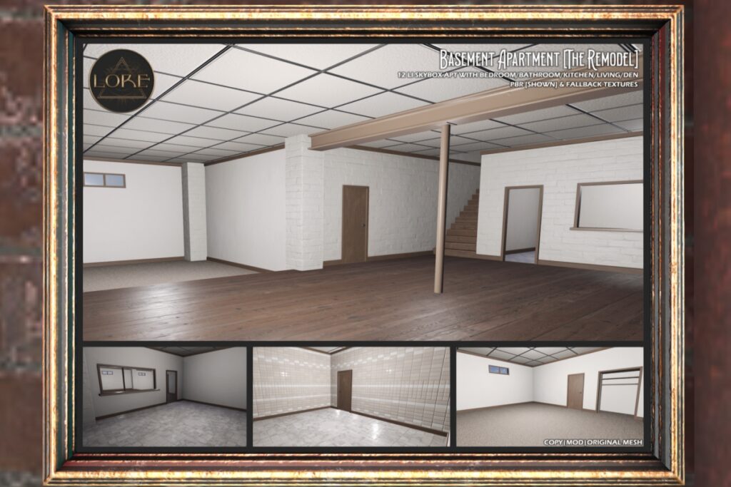 Basement Apartment (The Remodel) Skybox, L$450/L$750 FP