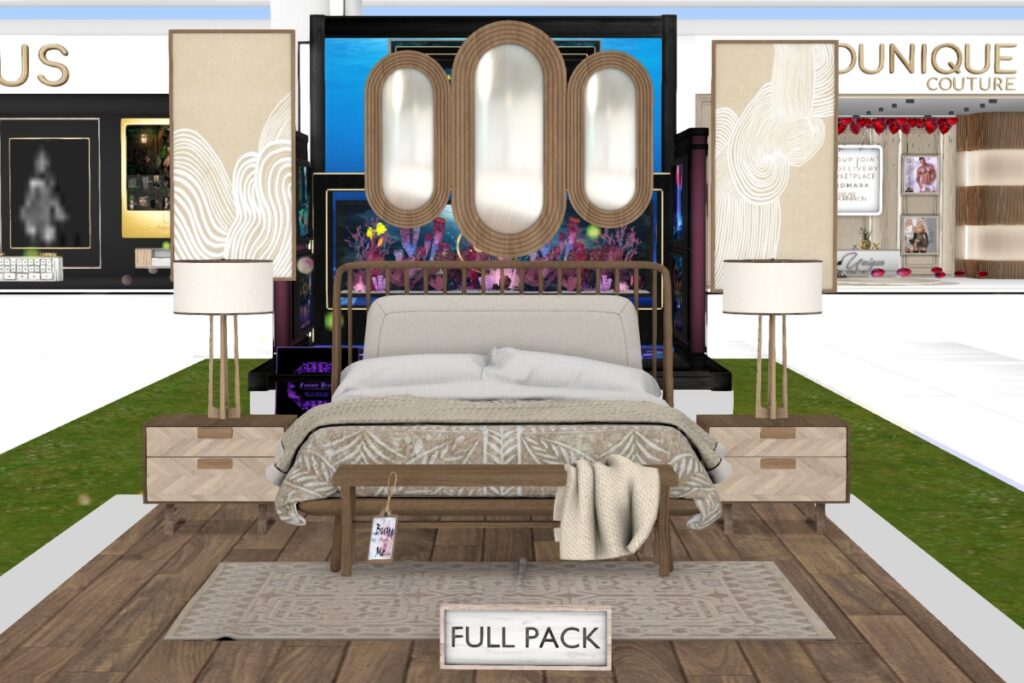 Deja Bedroom Decor Set, L$99-L$145 each/L$599 FP