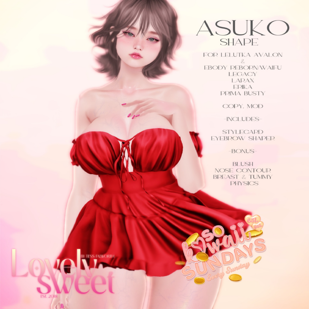 Asuko Shape - EvoX Avalon/Erika/Legacy/Maitreyax/Prima Busty/Reborn/+mods	&lt;a href=&quot;http://maps.secondlife.com/secondlife/Lovething/196/163/1001&quot;&gt;Teleport&lt;/a&gt;