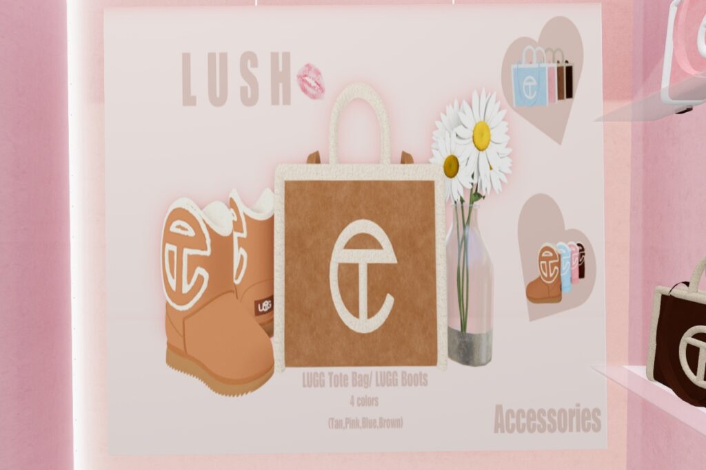 Lugg Tote Bag &amp; Boots Accessories, L$300 each/L$1000 each FP