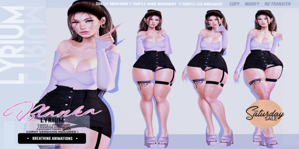 Blanka Poses	&lt;a href=&quot;https://maps.secondlife.com/secondlife/Lunar%20and%20Friends/161/89/19&quot;&gt;Teleport&lt;/a&gt;