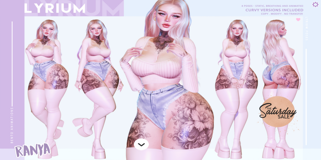 Brooke Poses	&lt;a href=&quot;https://maps.secondlife.com/secondlife/Lunar%20and%20Friends/161/89/19&quot;&gt;Teleport&lt;/a&gt;