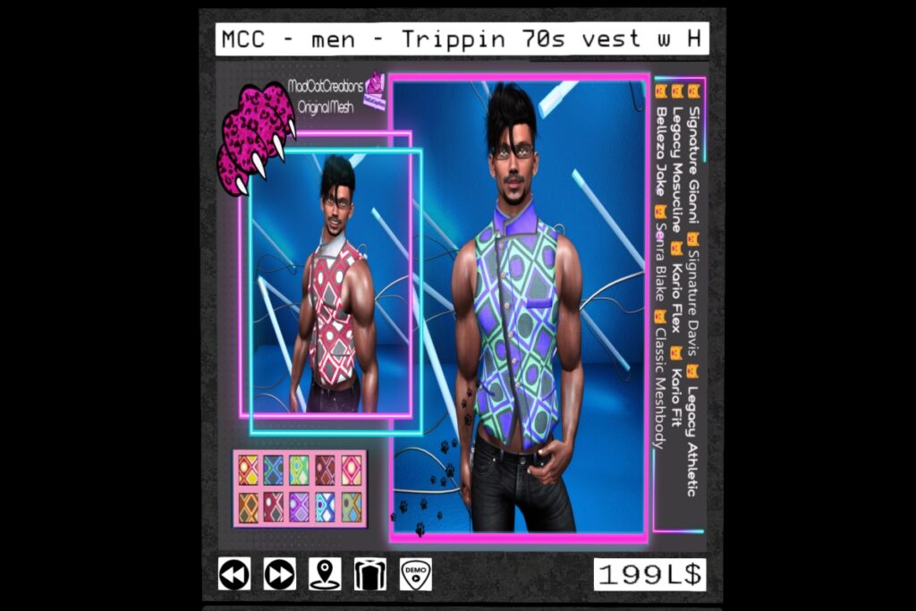 Trippin 70s Vest - see ad for fits, L$199