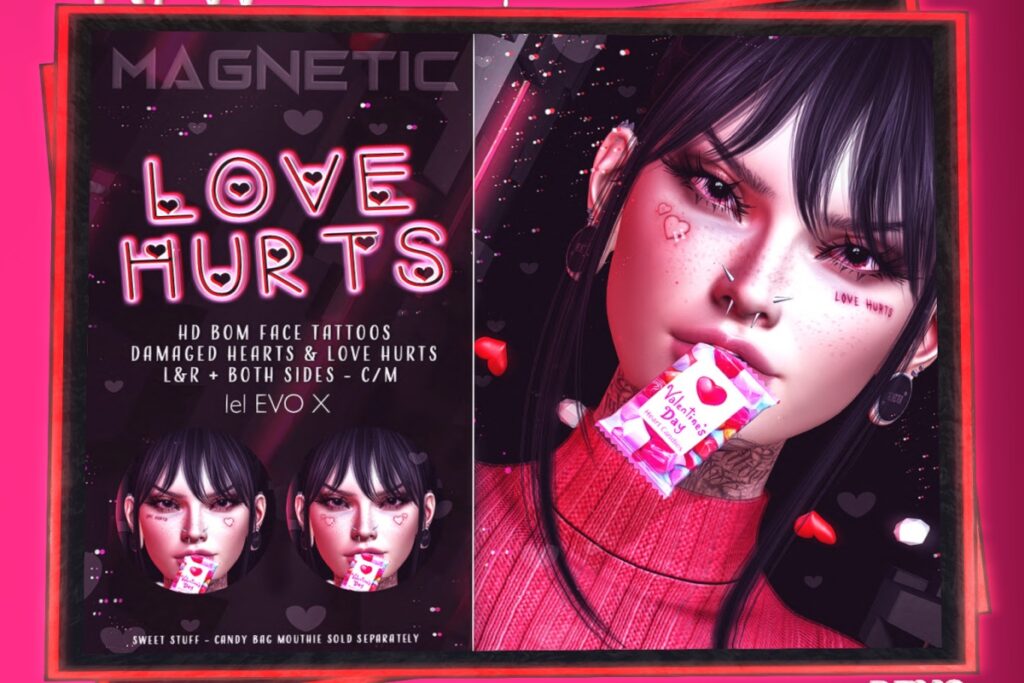 Love Hurts Face Tattoos - EvoX, L$99