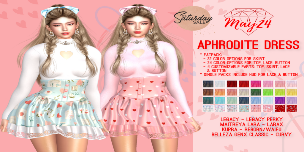 Aphrodite Dress - GenX/Inithium/Legacy/Maitreya/Reborn/+mods	&lt;a href=&quot;http://maps.secondlife.com/secondlife/Highway%20Star/144/134/23&quot;&gt;Teleport&lt;/a&gt;