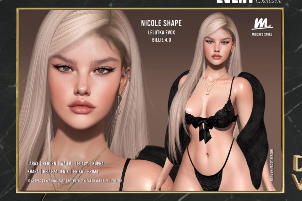 Nicole Shape - EvoX/Erika/GenX/Inithium/Legacy/MaitreyaX/Prima/Reborn/+mods, L$499