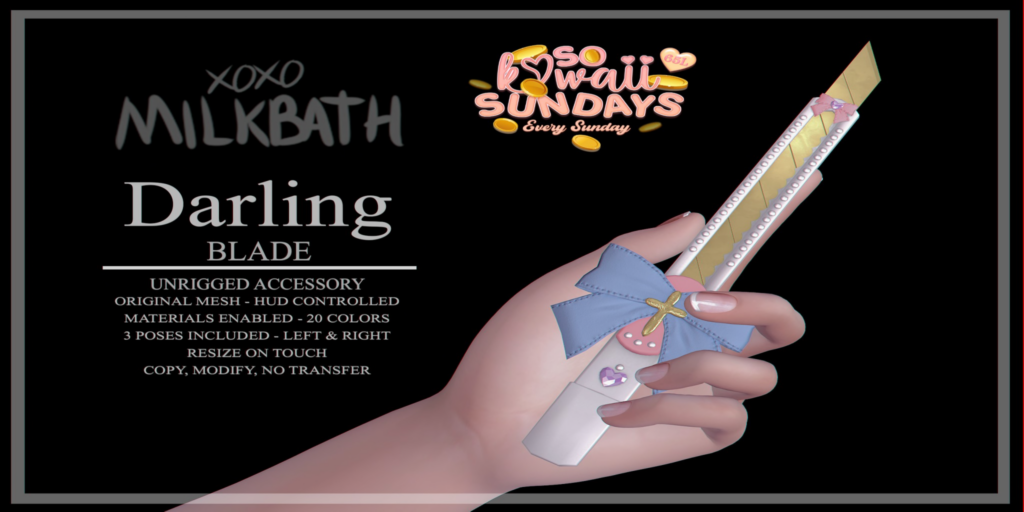 Darling Blade Holdable	&lt;a href=&quot;http://maps.secondlife.com/secondlife/Mukti/128/13/953&quot;&gt;Teleport&lt;/a&gt;