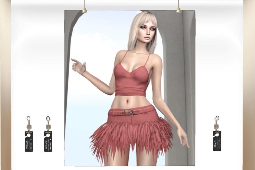 Mindy Feather Cami &amp; Skirt - Legacy/MaitreyaX, L$200-L$300 each/L$900-L$1350 each FP