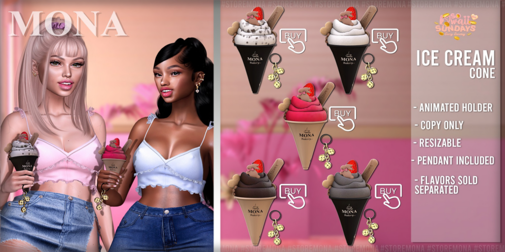 Ice Cream Cone Holdable	&lt;a href=&quot;https://maps.secondlife.com/secondlife/Silver%20Moon/46/83/1001&quot;&gt;Teleport&lt;/a&gt;