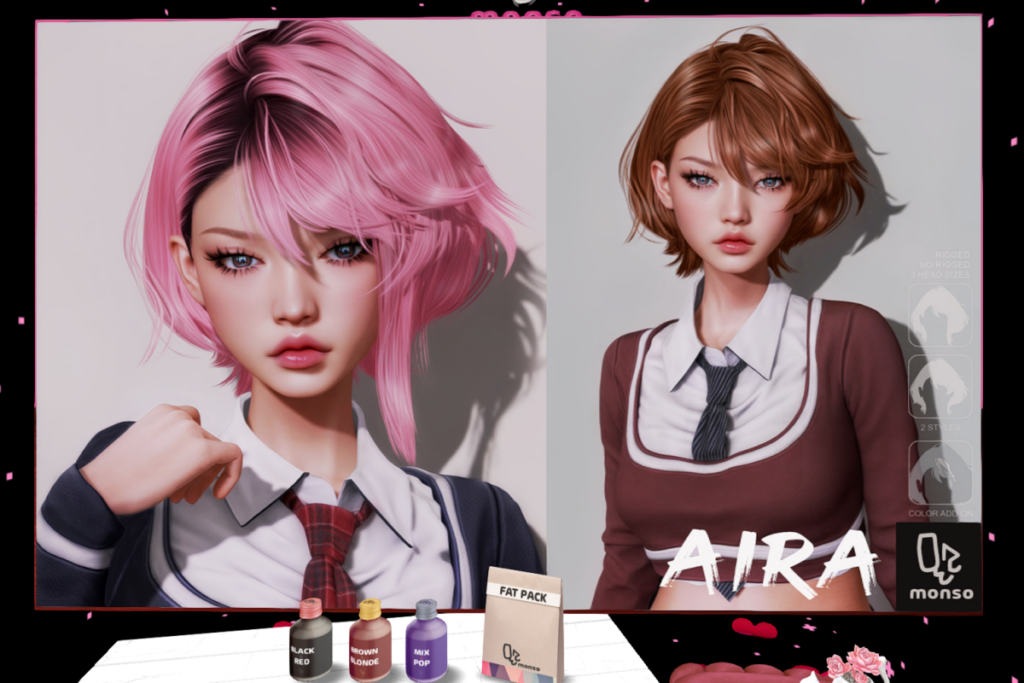 Aira Hair, L$299 each/L$699 FP