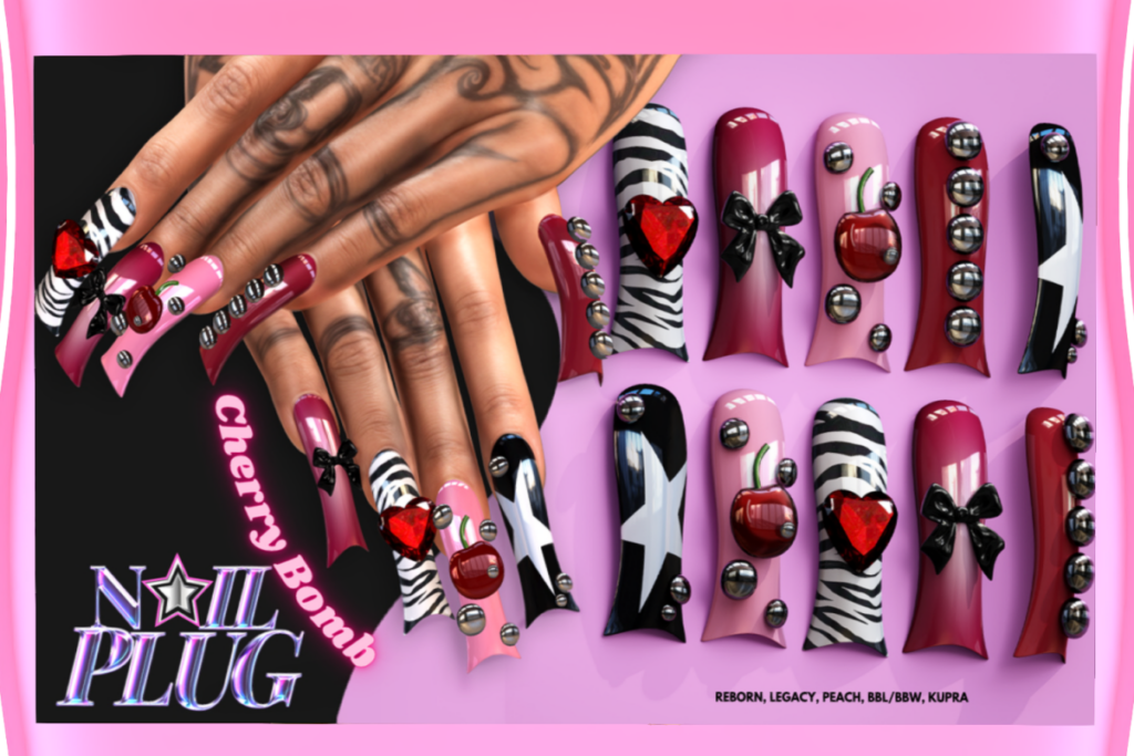 Cherry Bomb Nail Set - Inithium/Legacy/Peach/Reborn/Yentements, L$399