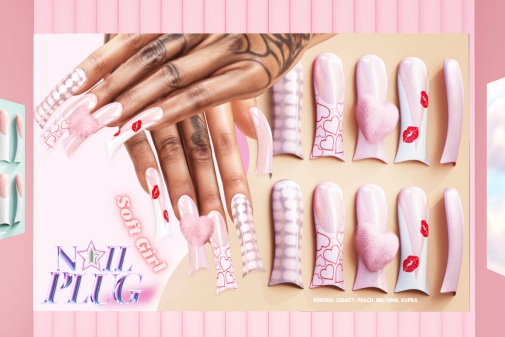 Soft Girl Nail Set - Inithium/Legacy/Peach/Reborn/Yentements, L$399