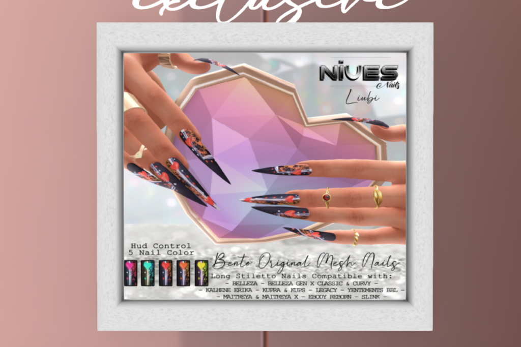 Liubi Bento Long Stiletto Nails - Belleza/GenX/Erika/Inithium/Legacy/Maitreya/Reborn/Slink/Yentements BBL, L$119